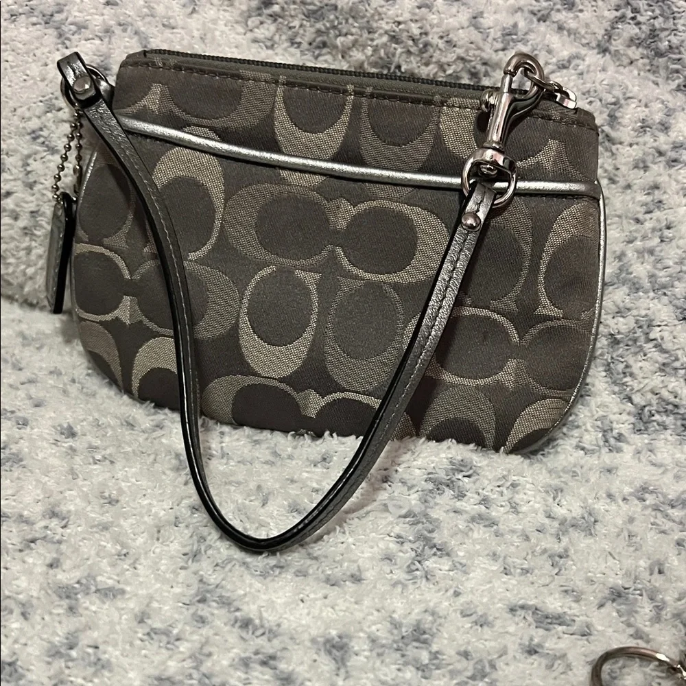 Coach Black and Gray Signature Wristlet